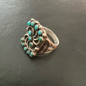 Native American authentic sterling silver turquoise ring